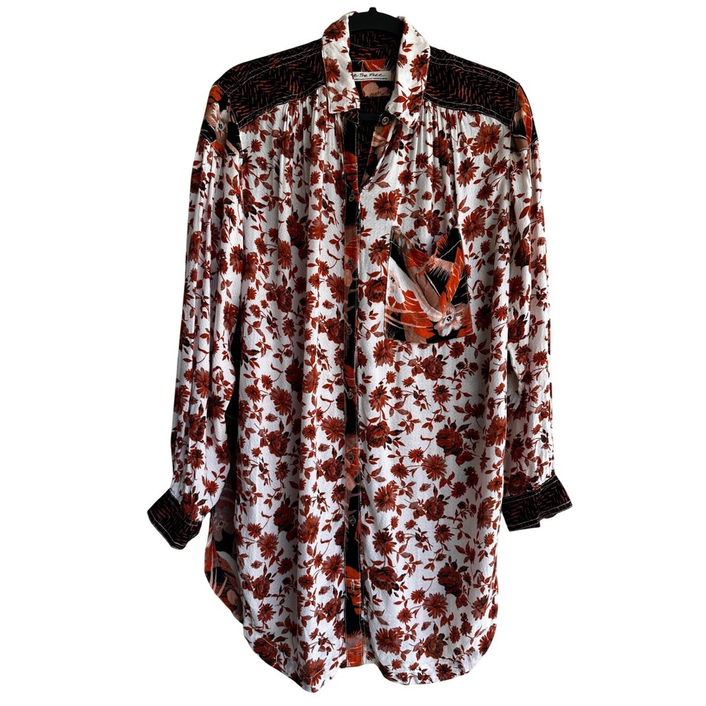 We‎ The Free People Mixed Print Floral Tropical Tunic Shirt Women XS Oversize